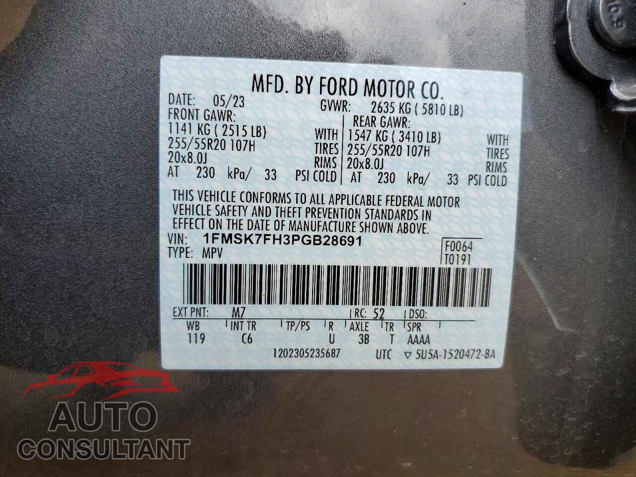 FORD EXPLORER 2023 - 1FMSK7FH3PGB28691
