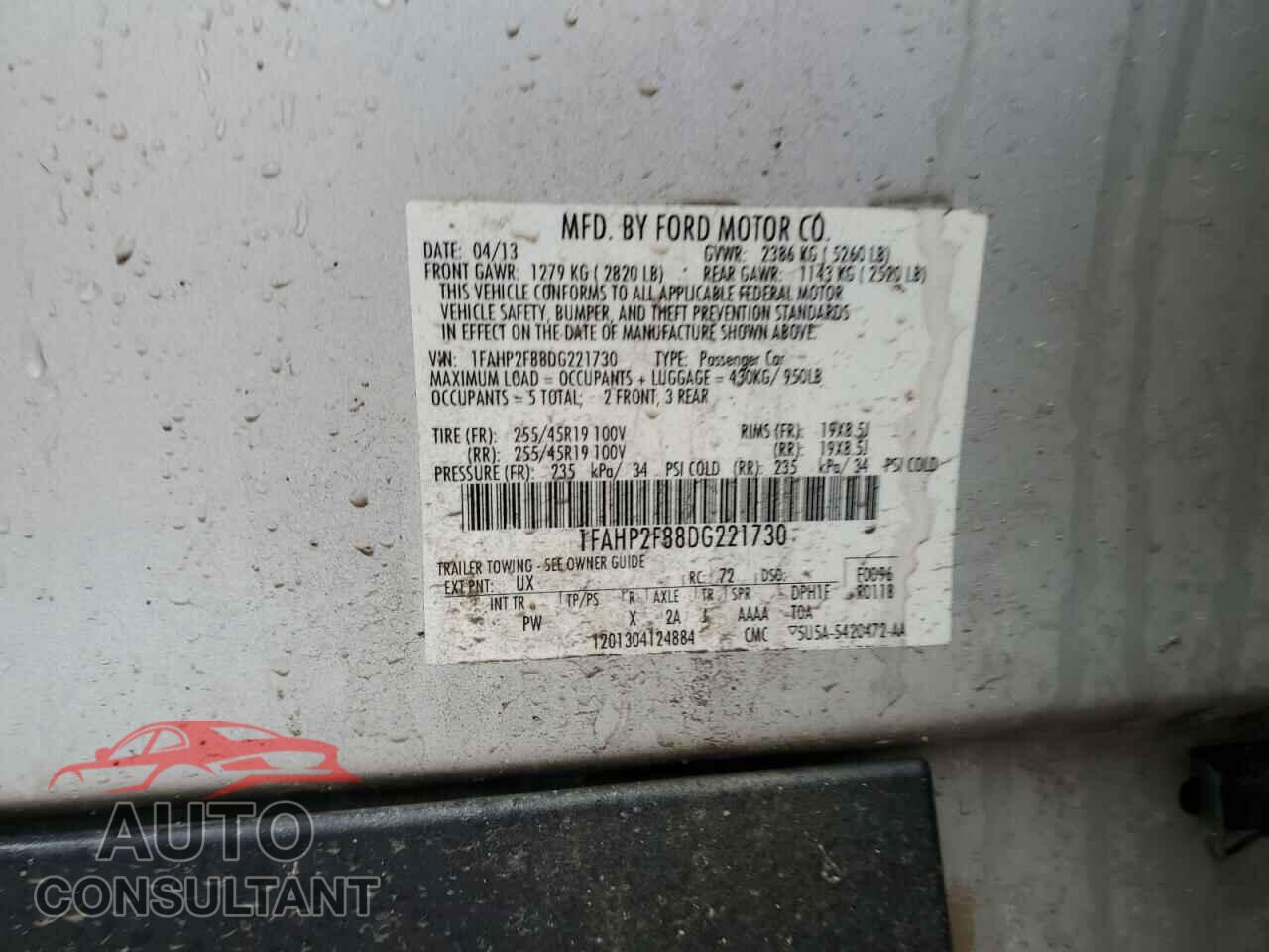 FORD TAURUS 2013 - 1FAHP2F88DG221730