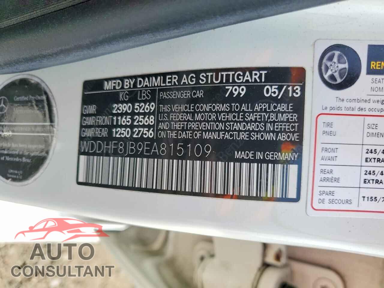 MERCEDES-BENZ E-CLASS 2014 - WDDHF8JB9EA815109