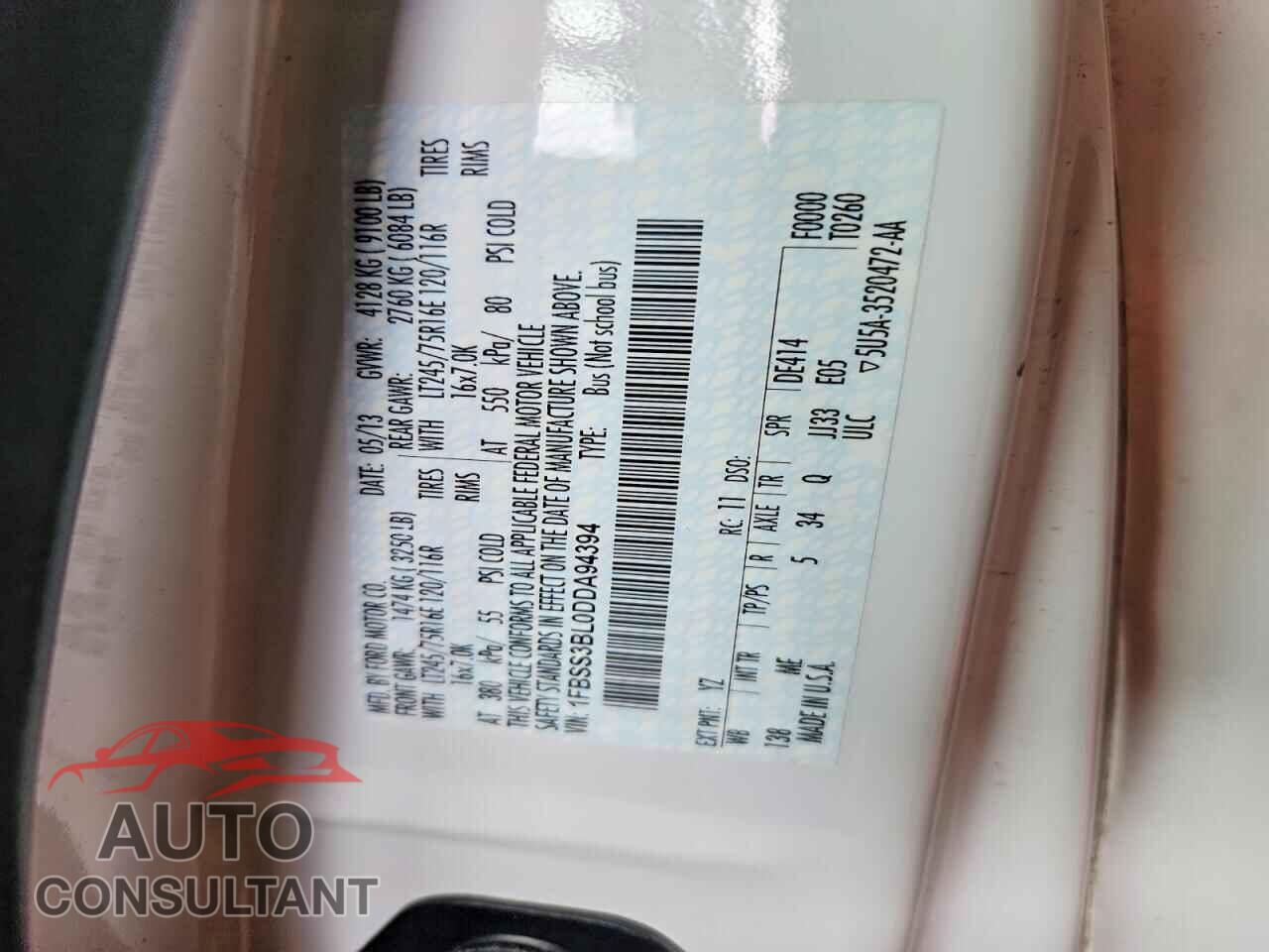 FORD ECONOLINE 2013 - 1FBSS3BL0DDA94394