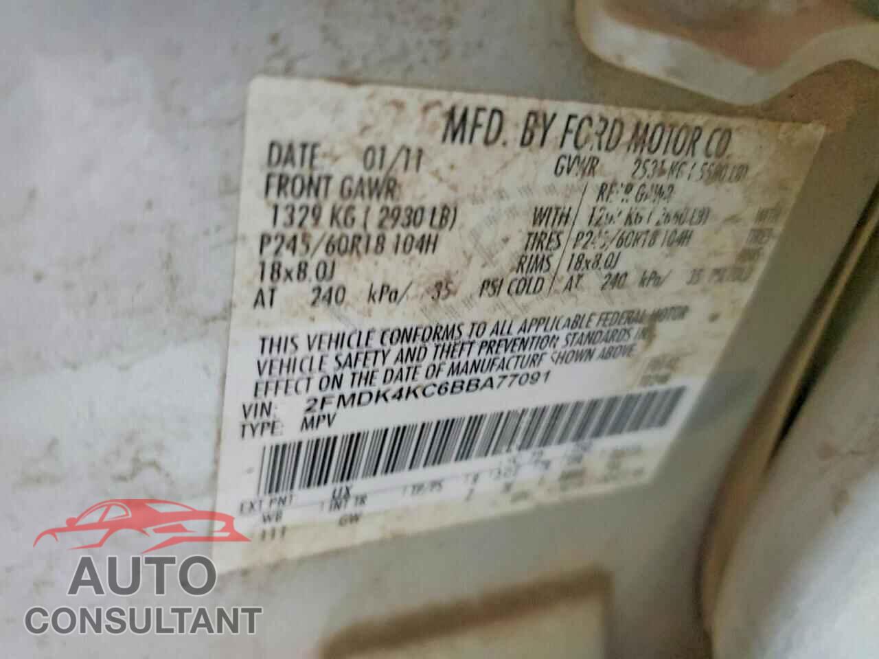 FORD EDGE 2011 - 2FMDK4KC6BBA77091