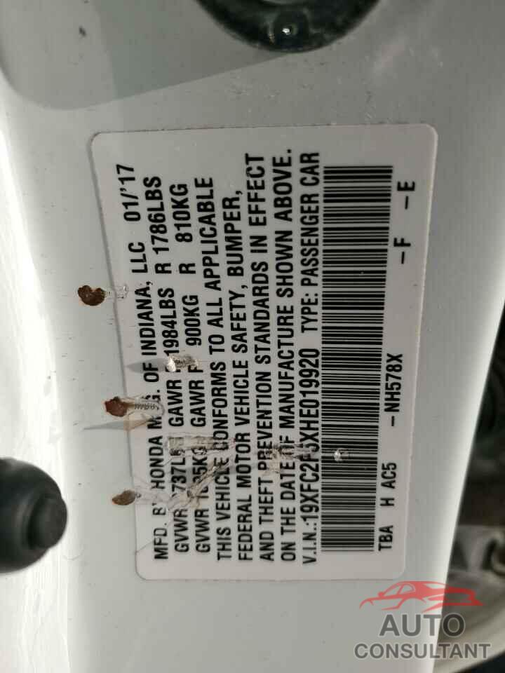 HONDA CIVIC 2017 - 19XFC2F5XHE019920