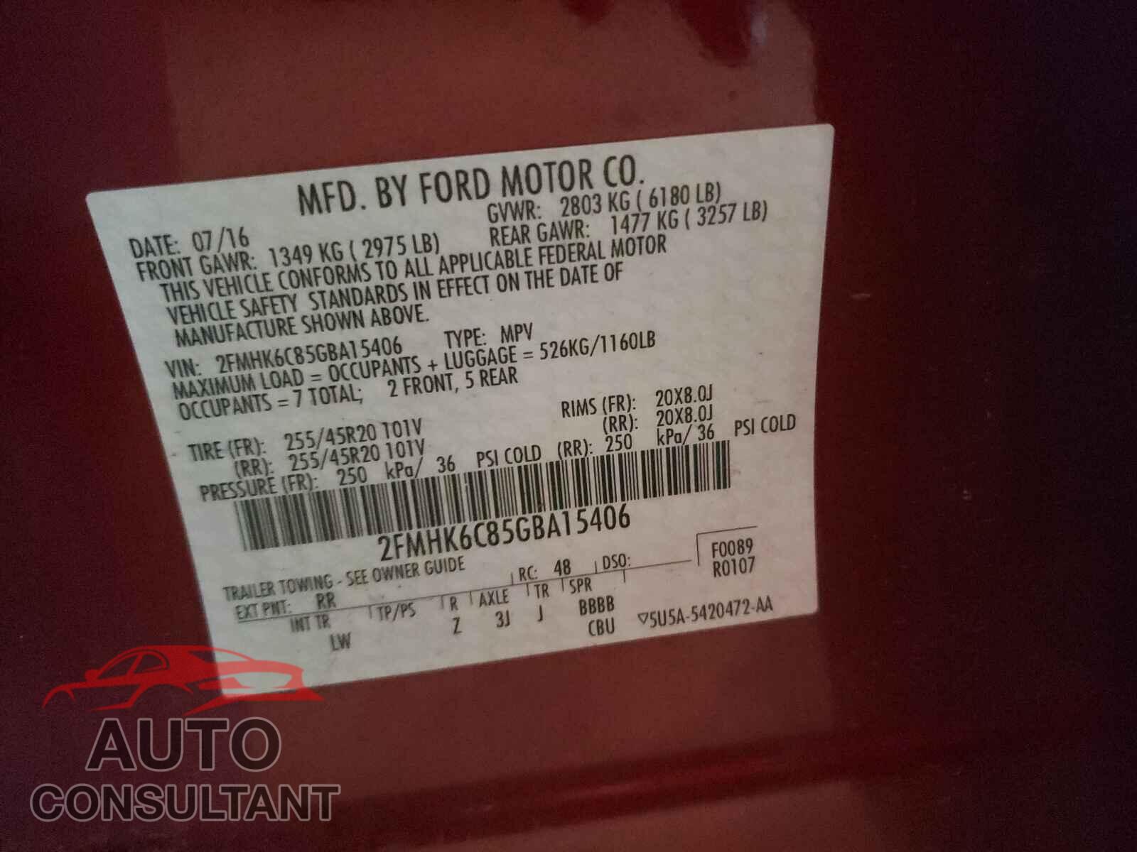FORD FLEX 2016 - 2FMHK6C85GBA15406
