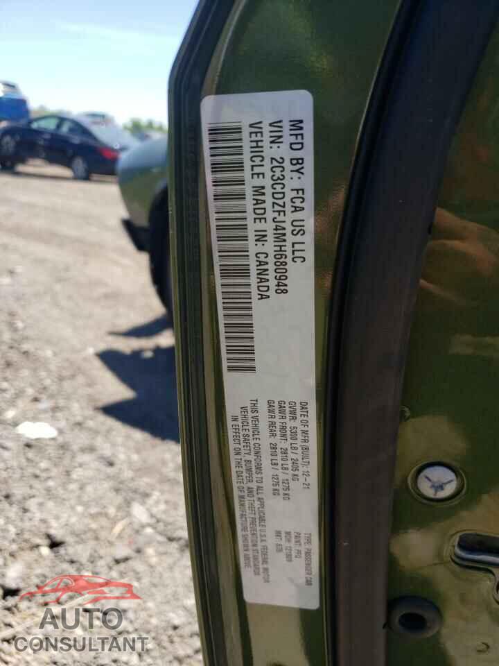 DODGE CHALLENGER 2021 - 2C3CDZFJ4MH680948