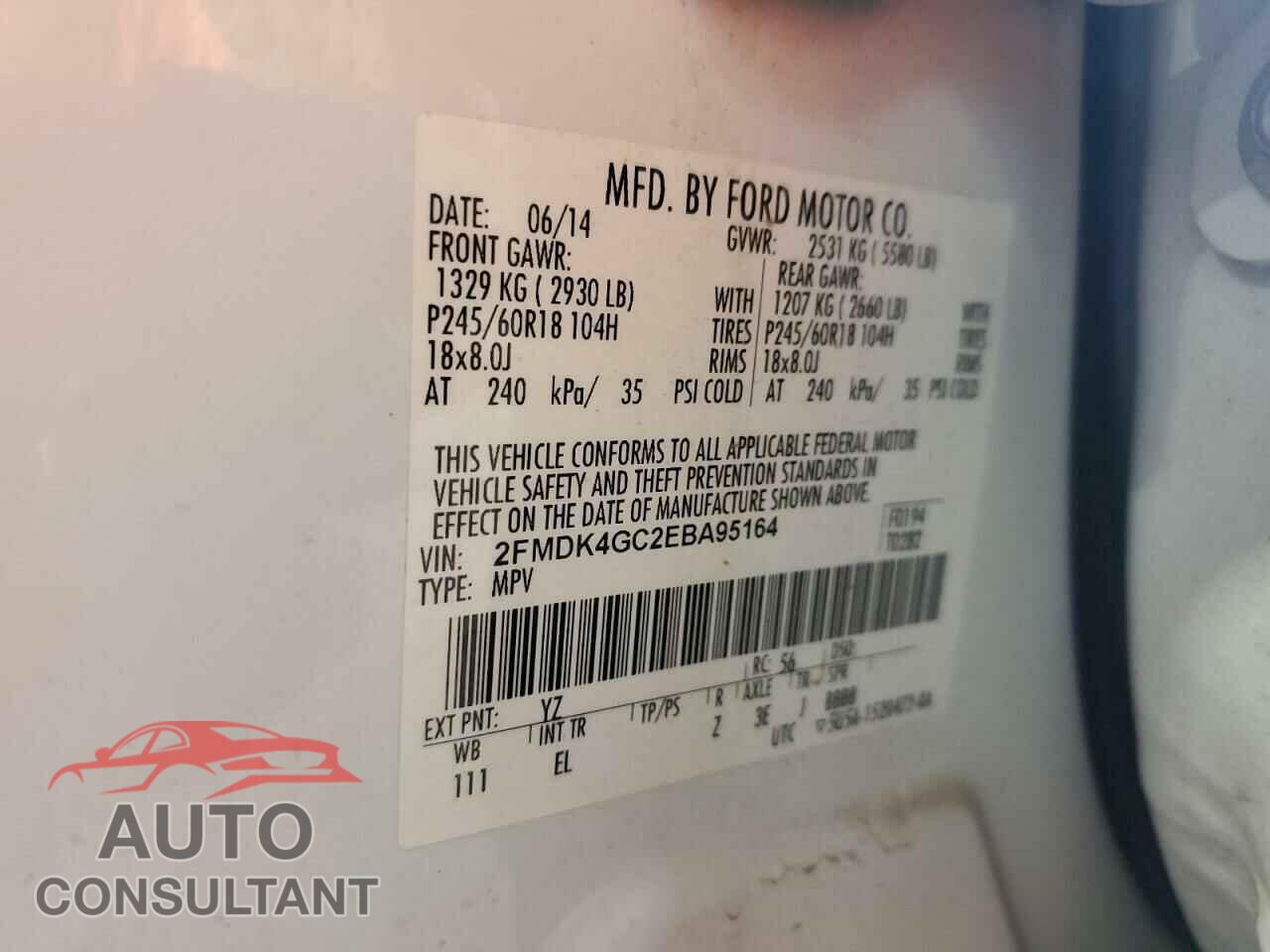 FORD EDGE 2014 - 2FMDK4GC2EBA95164