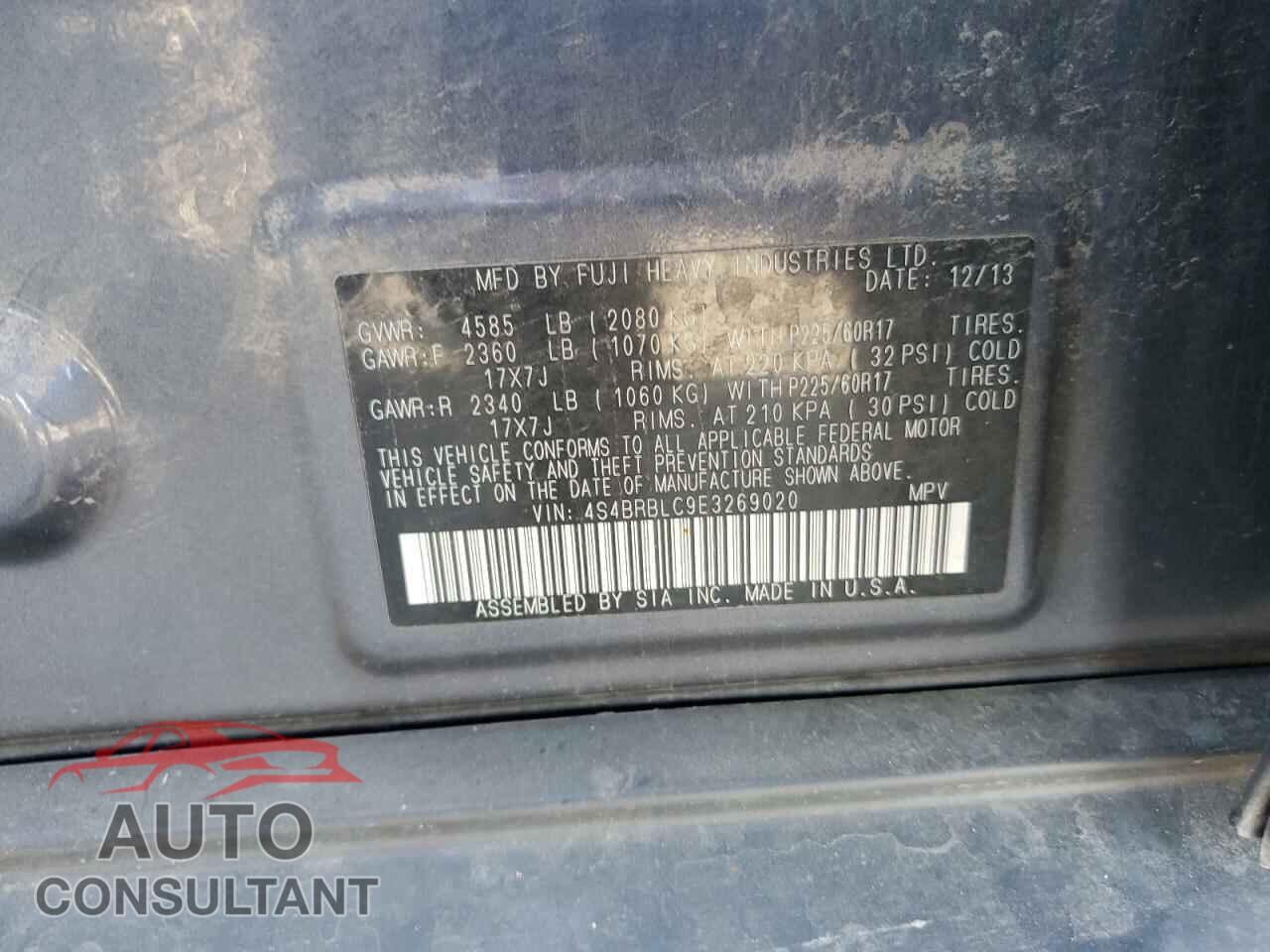 SUBARU OUTBACK 2014 - 4S4BRBLC9E3269020