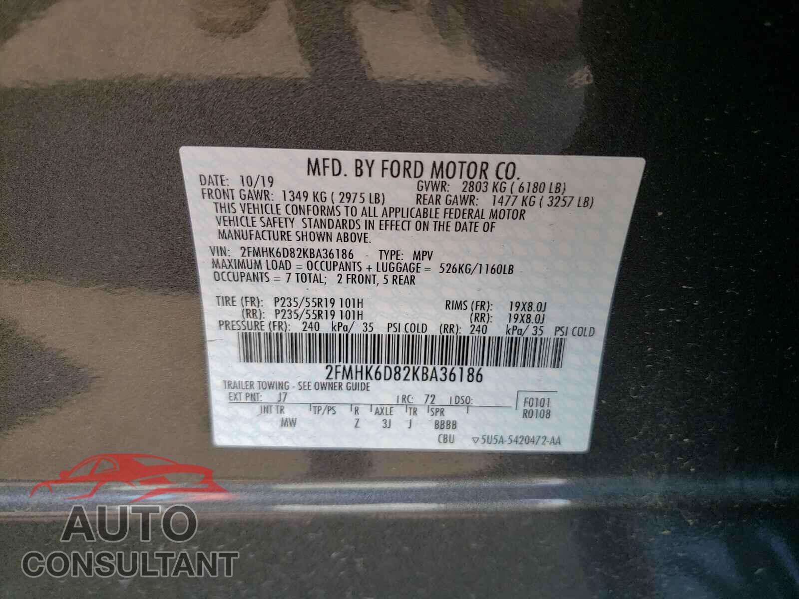 FORD FLEX 2019 - 2FMHK6D82KBA36186
