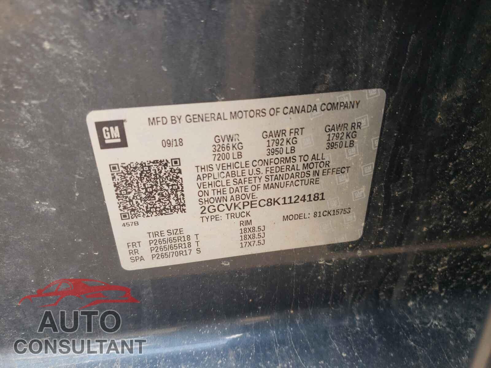 CHEVROLET SILVERADO 2019 - 2GCVKPEC8K1124181