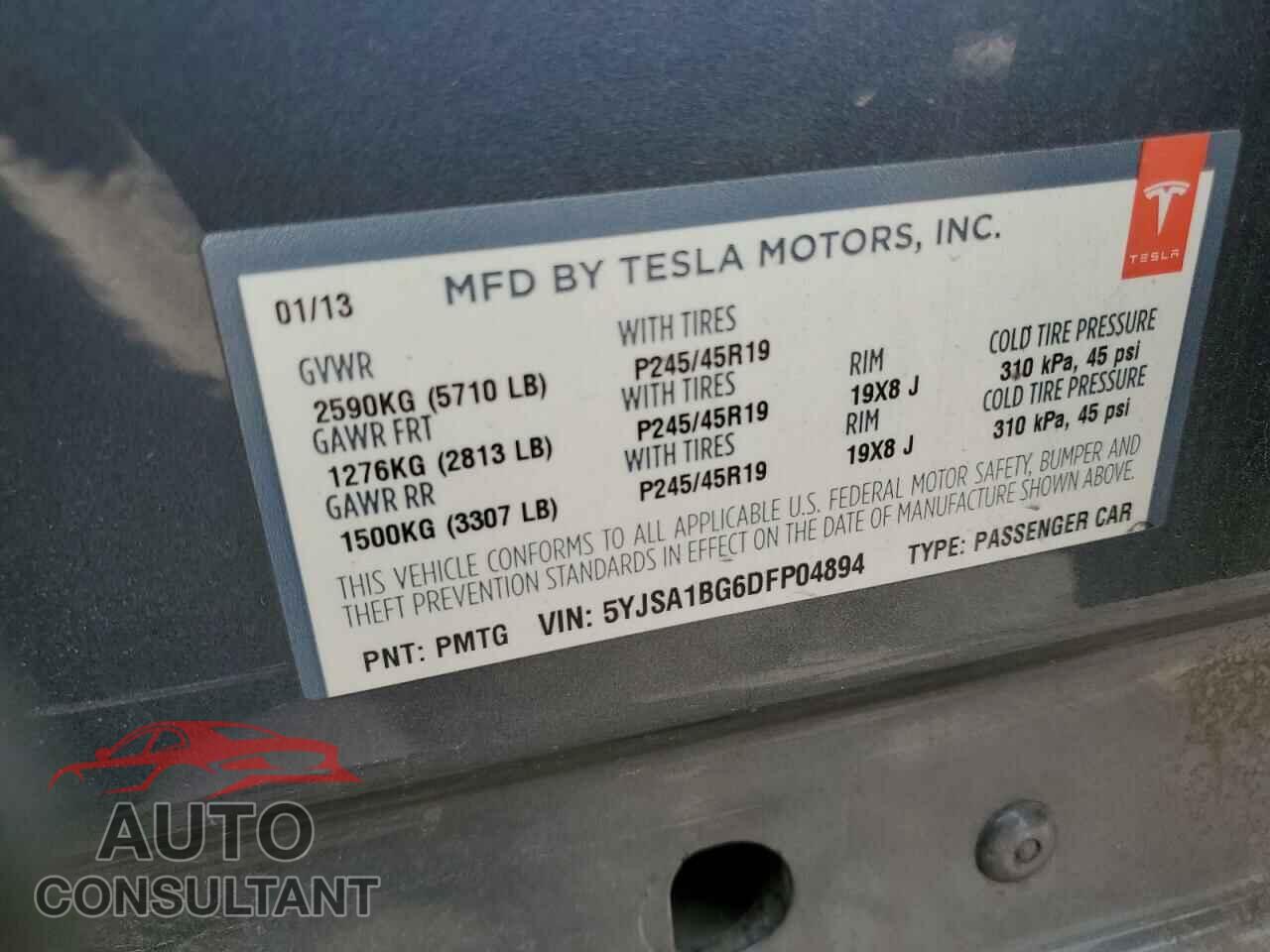 TESLA MODEL S 2013 - 5YJSA1BG6DFP04894