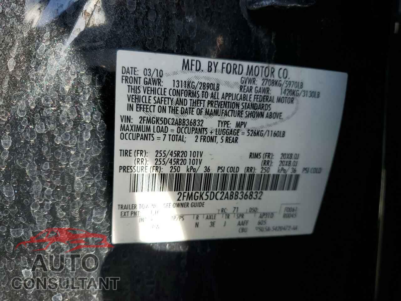 FORD FLEX 2010 - 2FMGK5DC2ABB36832