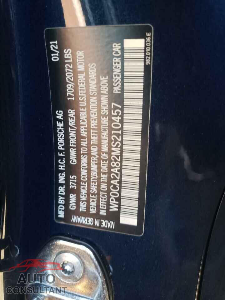 PORSCHE BOXSTER 2021 - WP0CA2A82MS210457