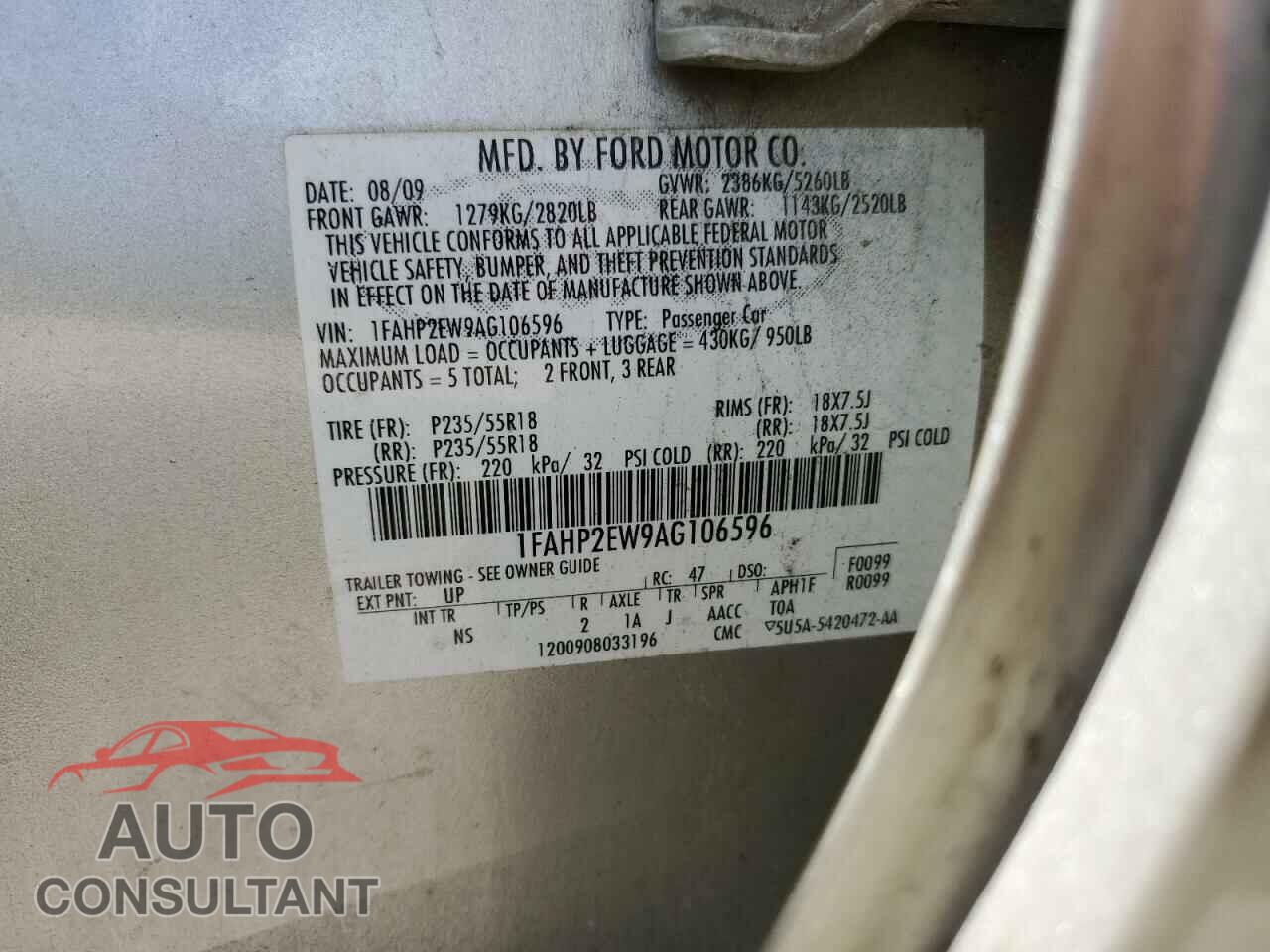 FORD TAURUS 2010 - 1FAHP2EW9AG106596
