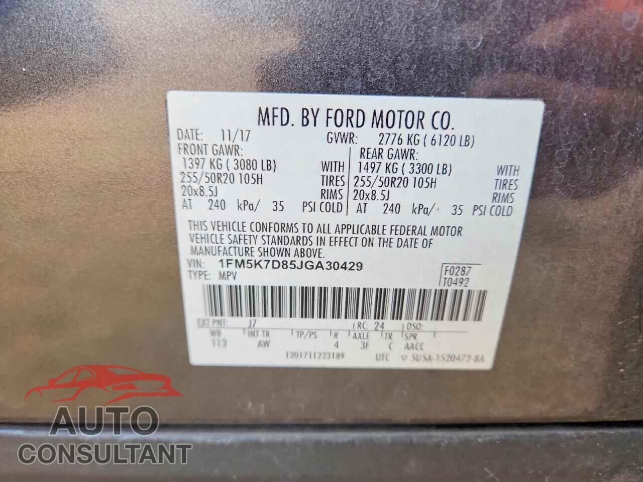 FORD EXPLORER 2018 - 1FM5K7D85JGA30429
