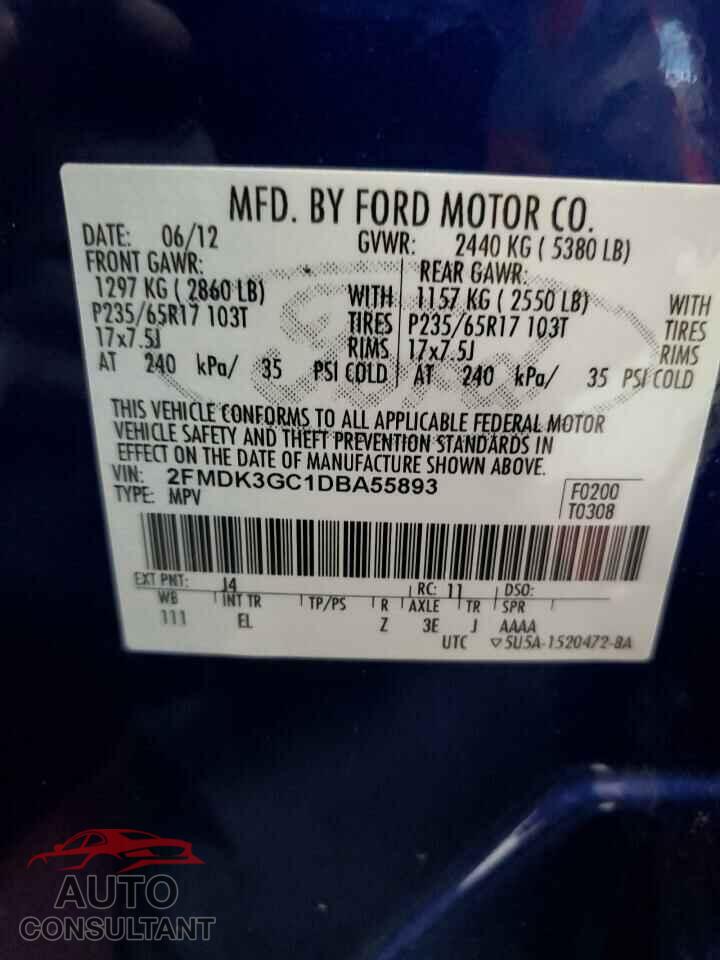 FORD EDGE 2013 - 2FMDK3GC1DBA55893