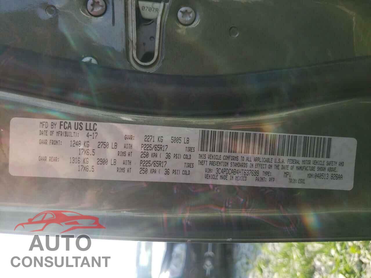 DODGE JOURNEY 2017 - 3C4PDCAB4HT637699