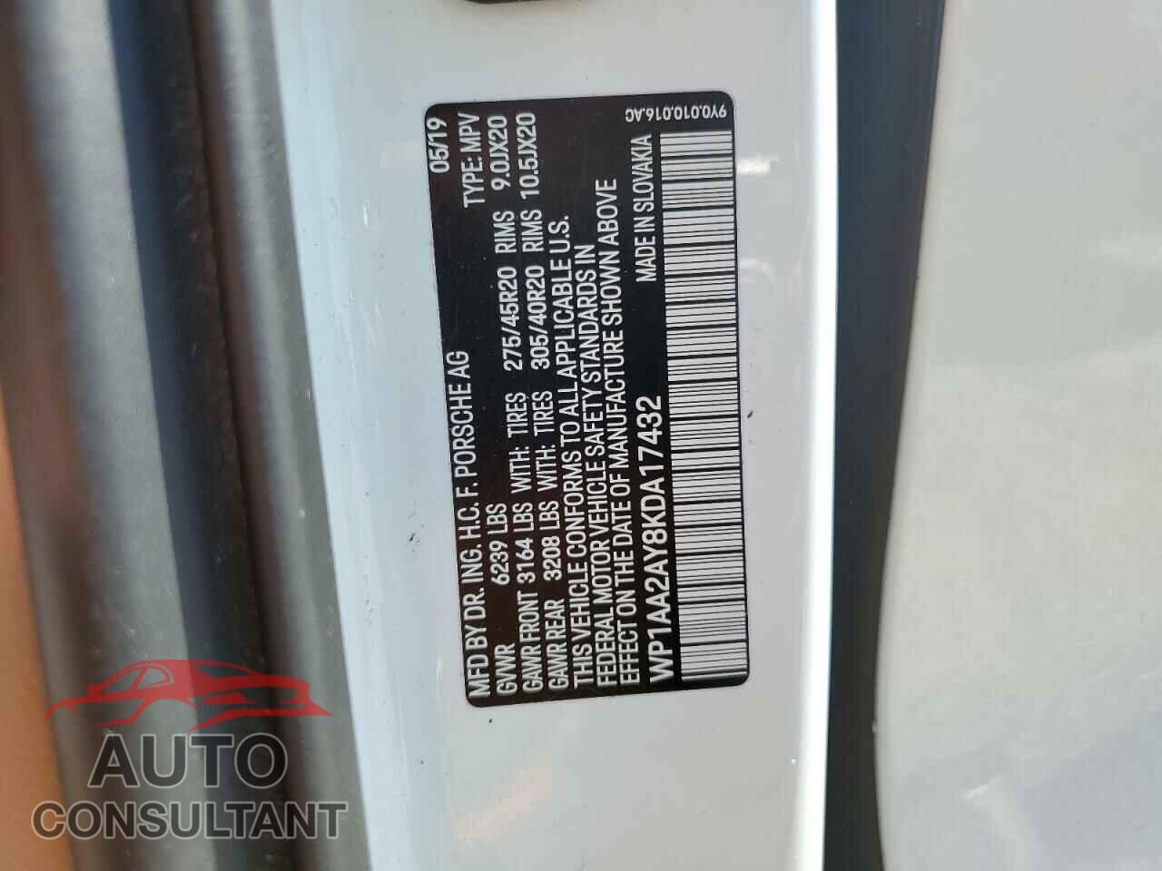 PORSCHE CAYENNE 2019 - WP1AA2AY8KDA17432