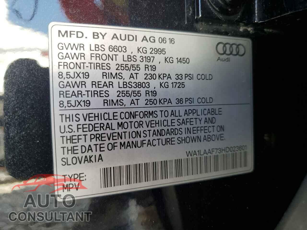 AUDI Q7 2017 - WA1LAAF73HD023601