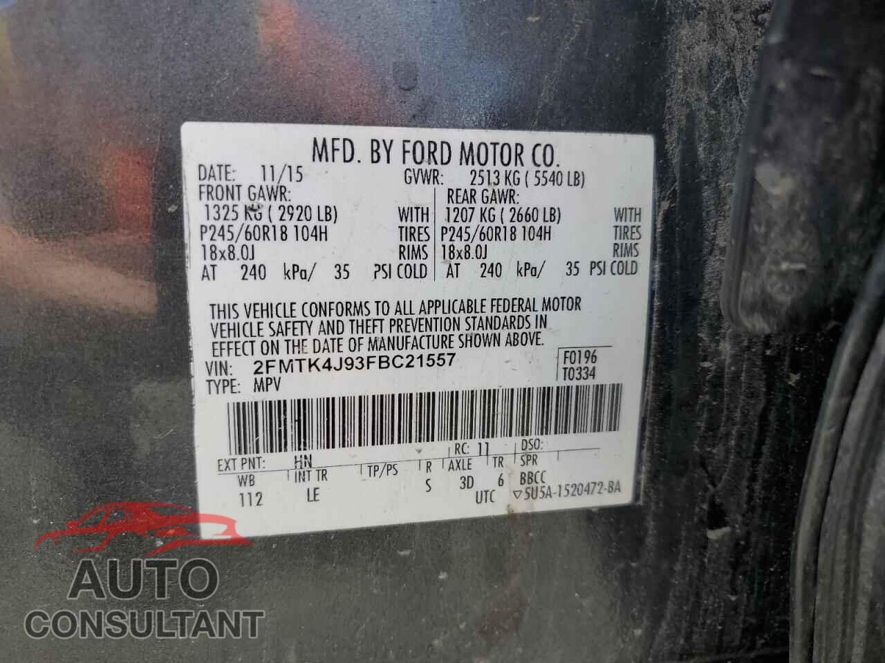 FORD EDGE 2015 - 2FMTK4J93FBC21557