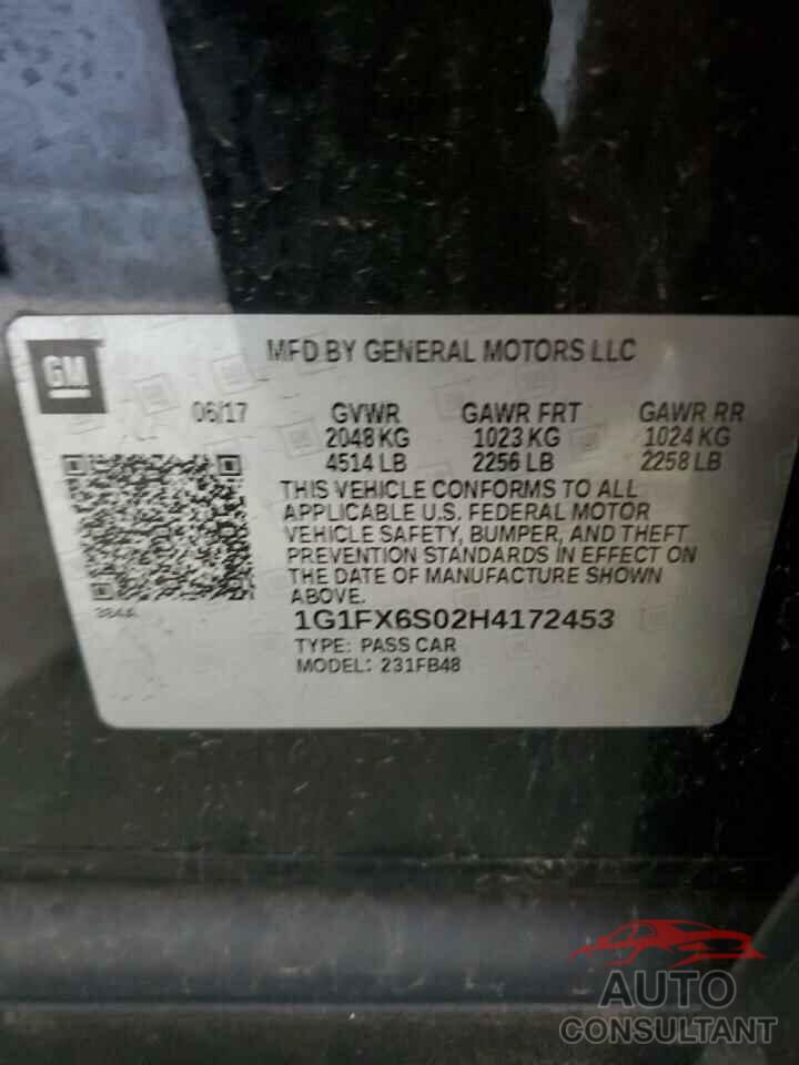 CHEVROLET BOLT 2017 - 1G1FX6S02H4172453