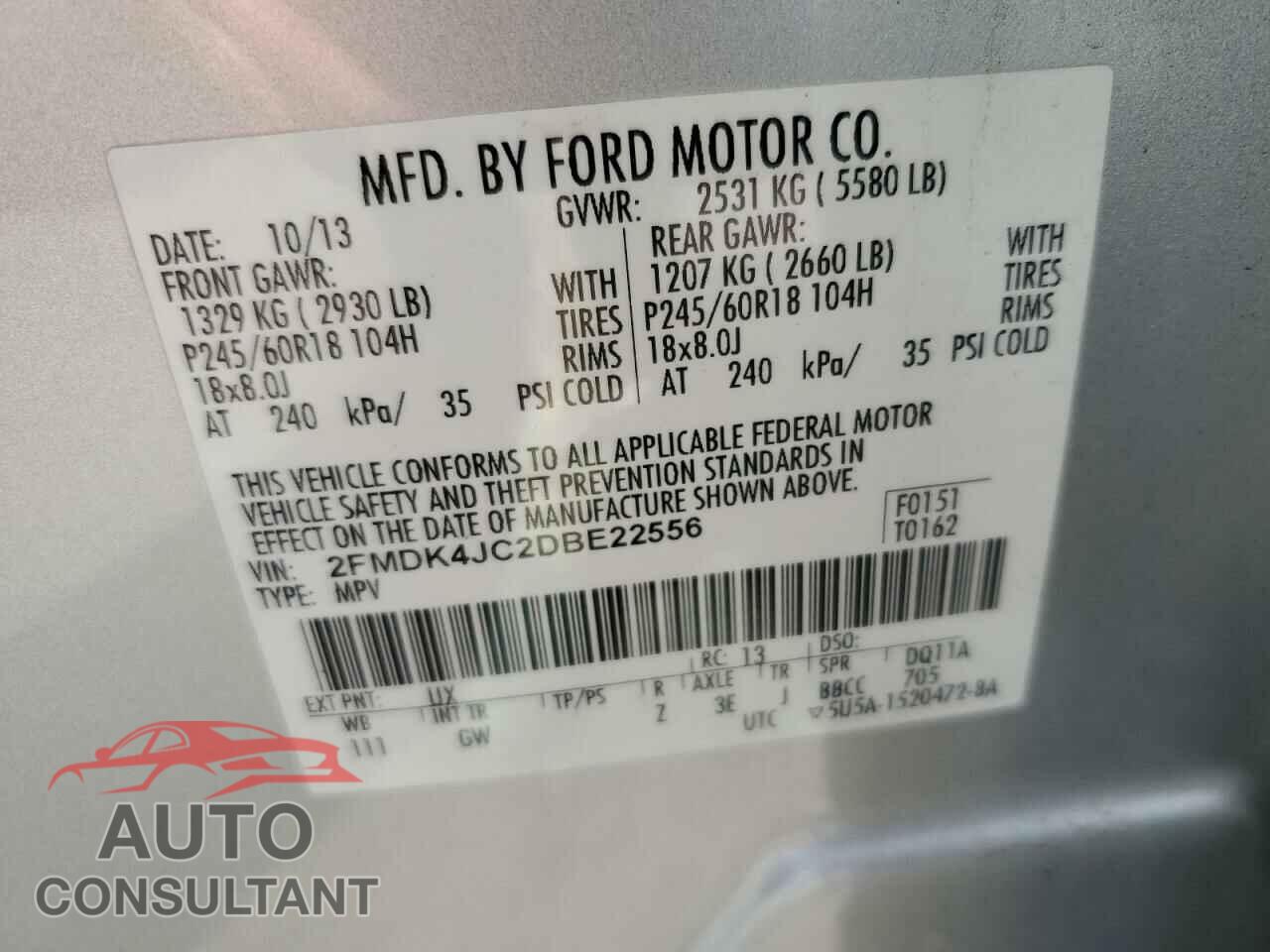 FORD EDGE 2013 - 2FMDK4JC2DBE22556