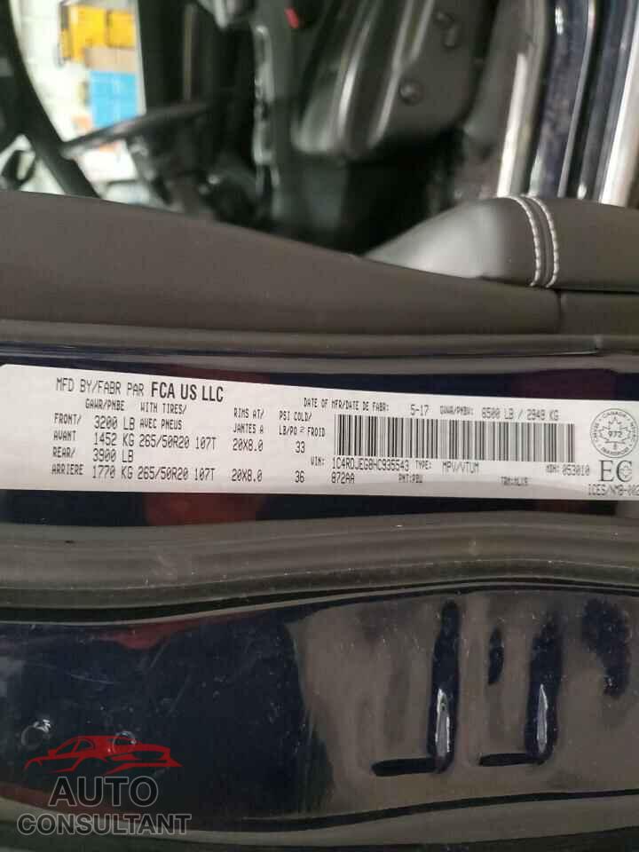 DODGE DURANGO 2017 - 1C4RDJEG8HC935543