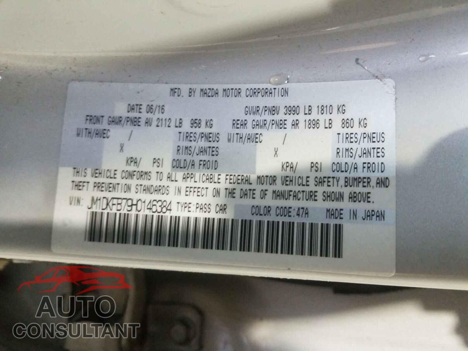 MAZDA CX-3 2017 - JM1DKFB79H0146384