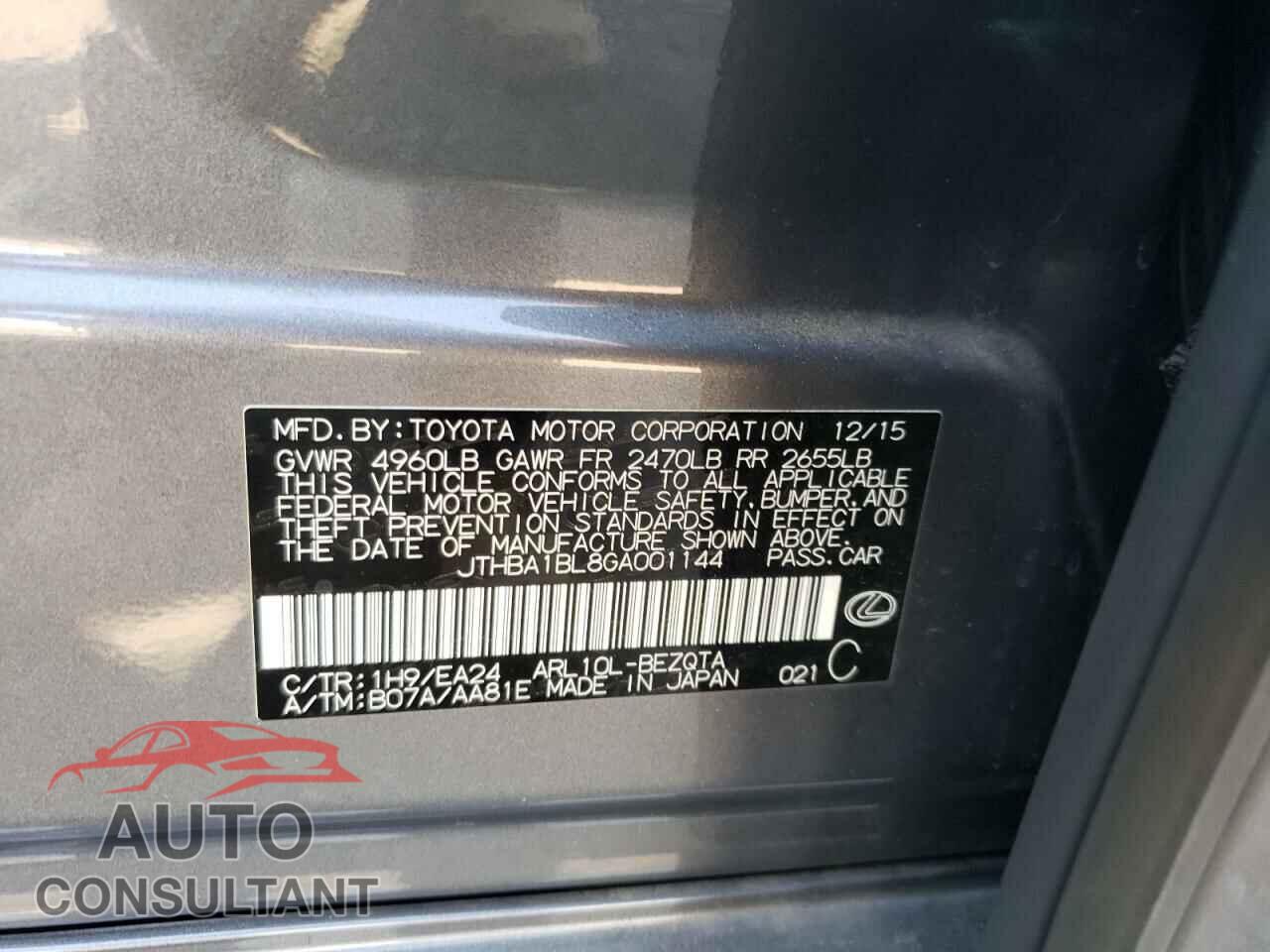 LEXUS GS200 2016 - JTHBA1BL8GA001144