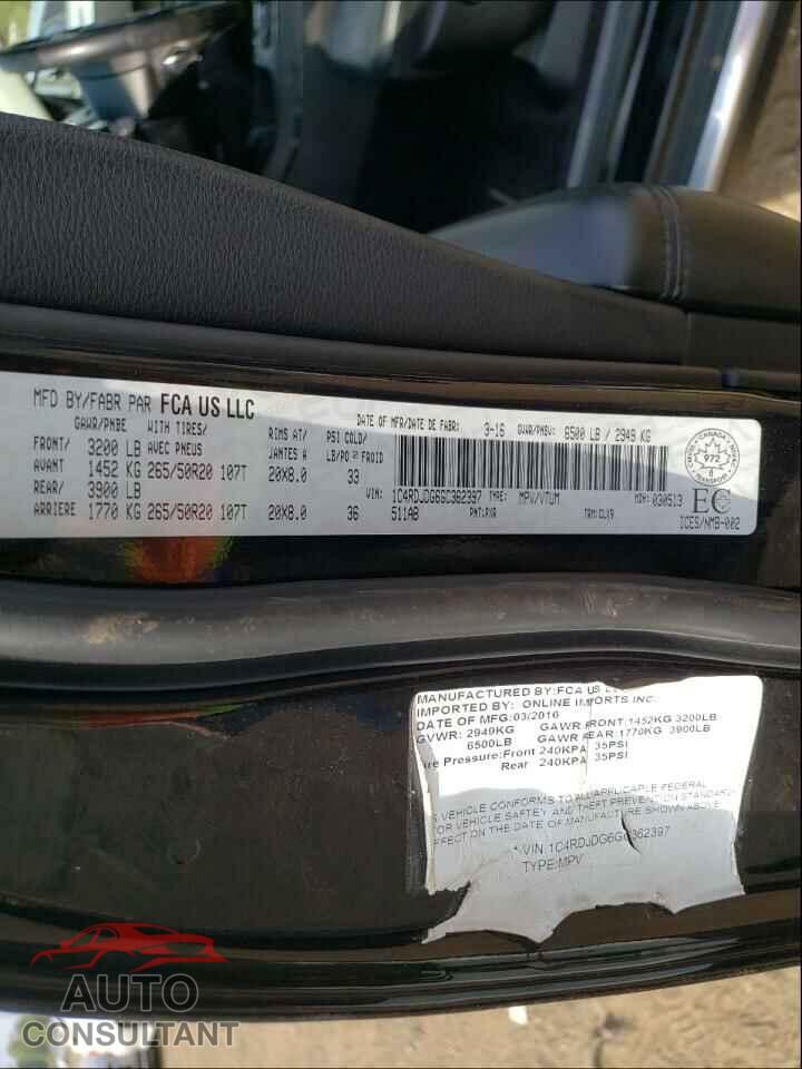 DODGE DURANGO 2016 - 1C4RDJDG6GC362397