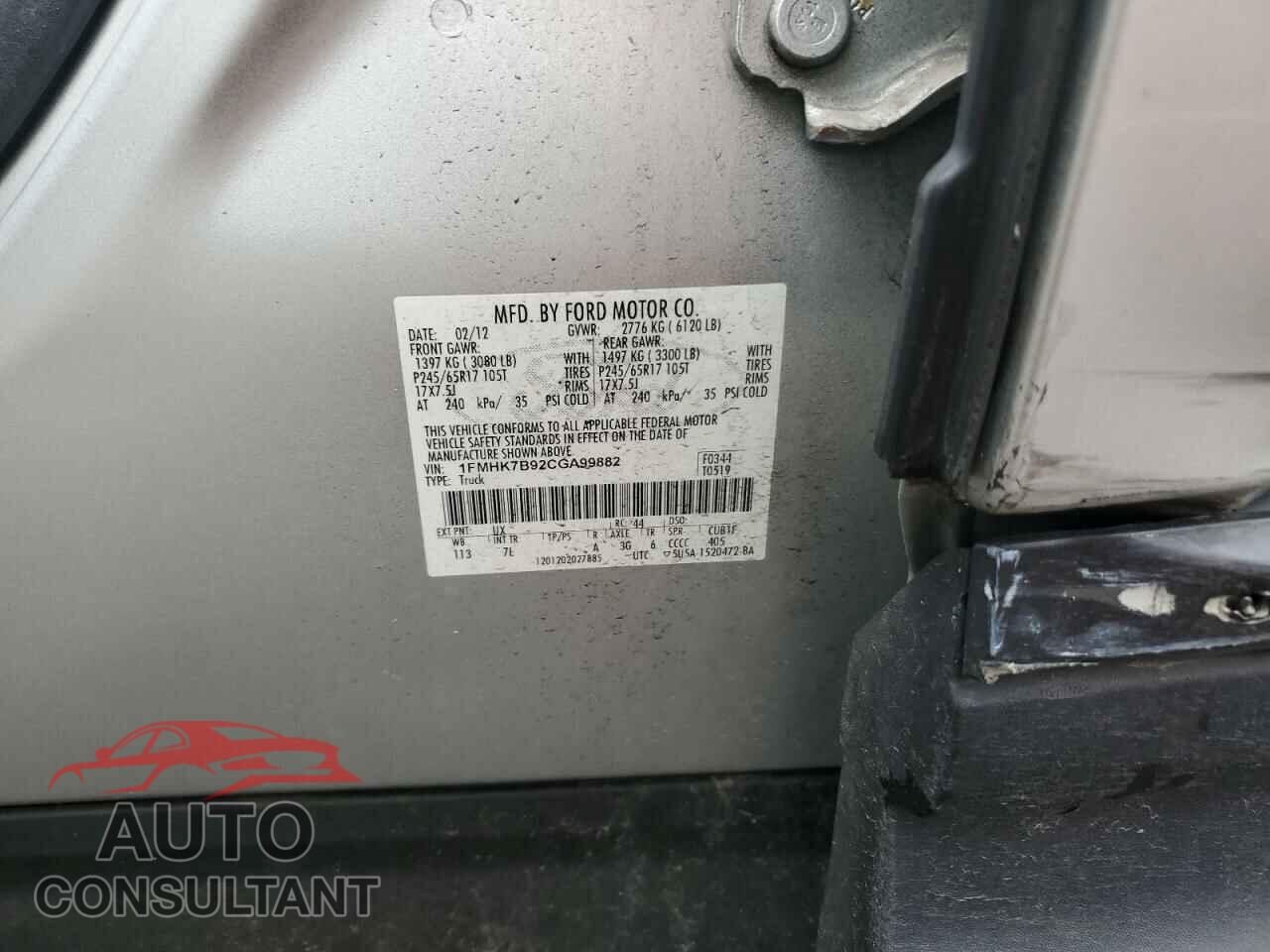 FORD EXPLORER 2012 - 1FMHK7B92CGA99882