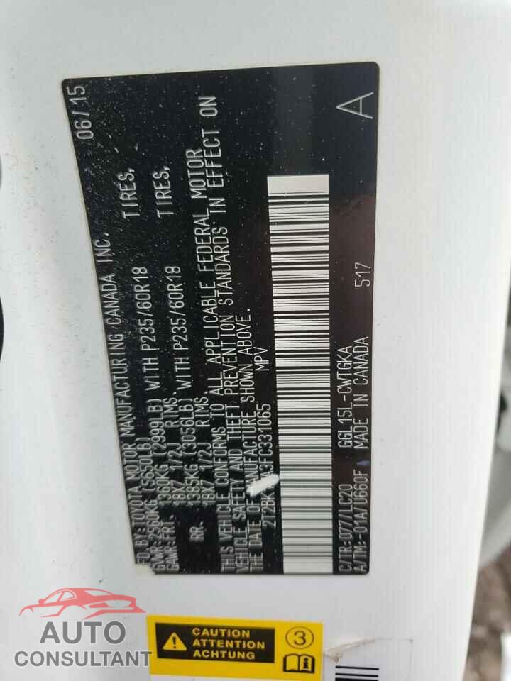 LEXUS RX350 2015 - 2T2BK1BA3FC331065