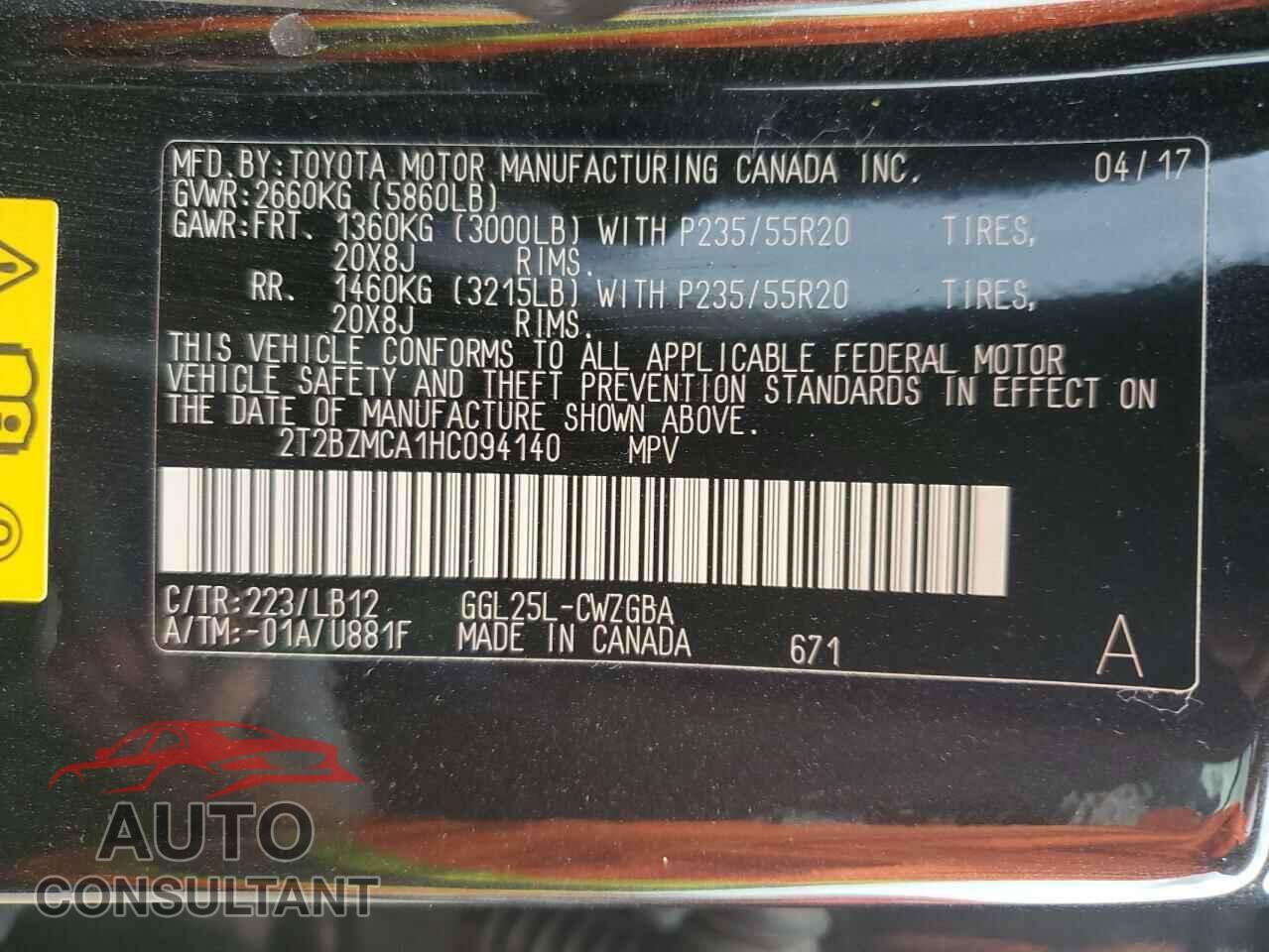LEXUS RX350 2017 - 2T2BZMCA1HC094140