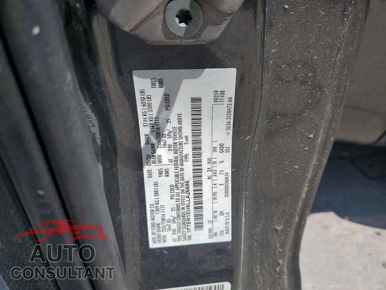 FORD RANGER 2020 - 1FTER1EH8LLA26686