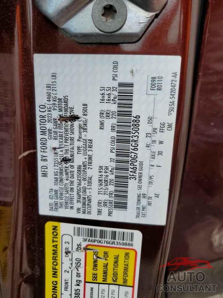 FORD FUSION 2016 - 3FA6P0G76GR350886