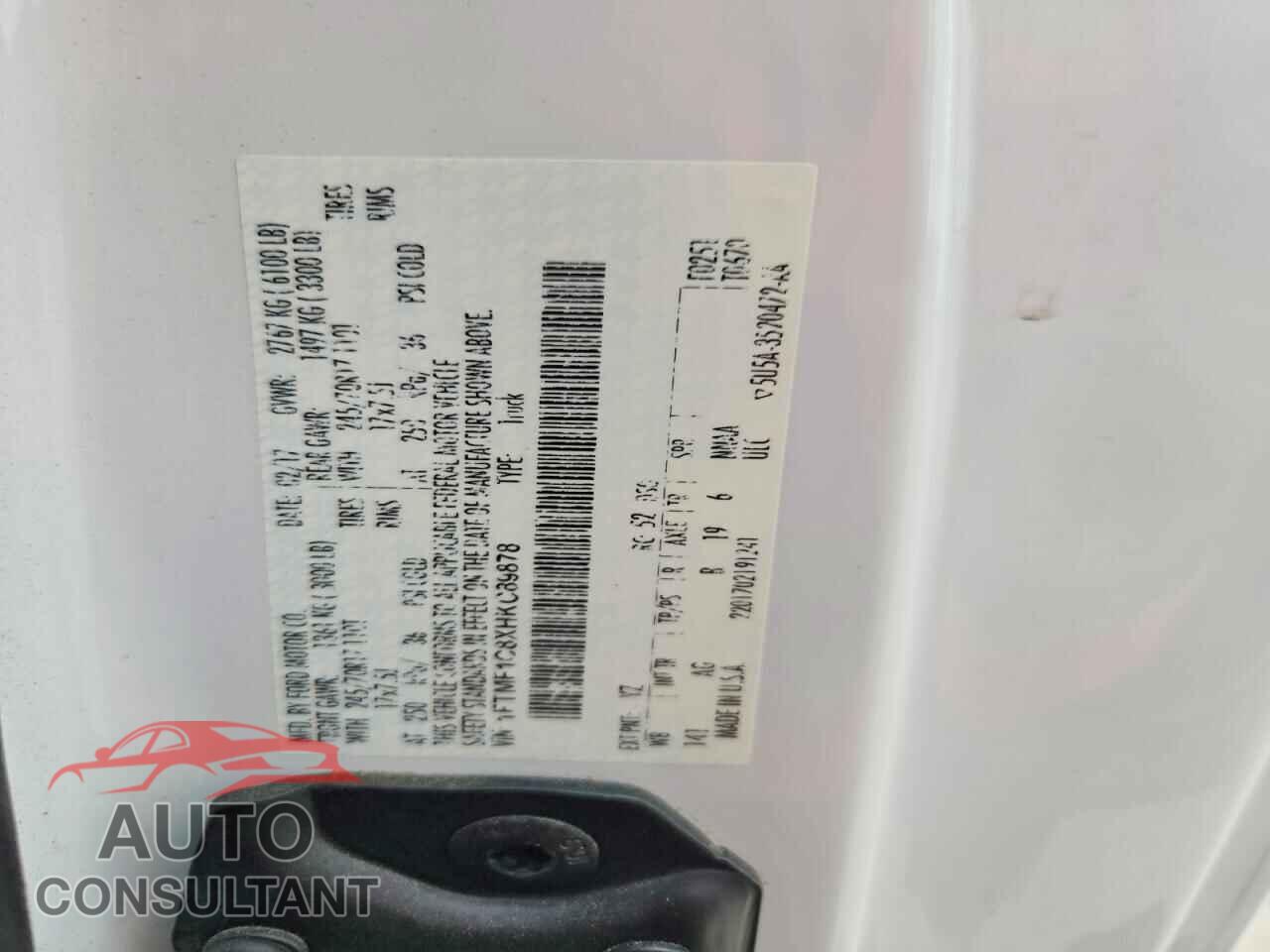 FORD F150 2017 - 1FTMF1C8XHKC89878