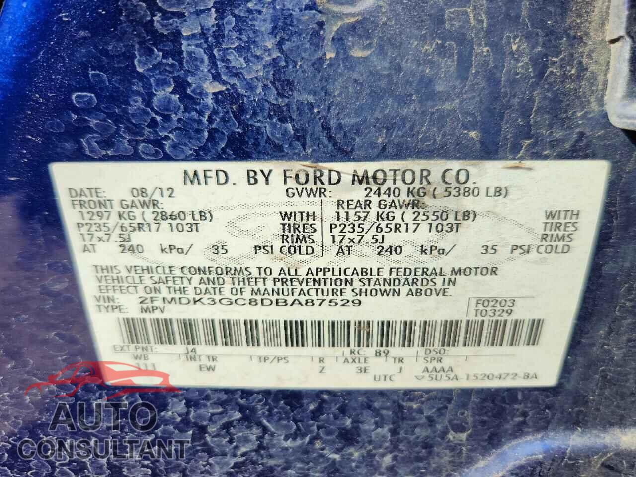 FORD EDGE 2013 - 2FMDK3GC8DBA87529