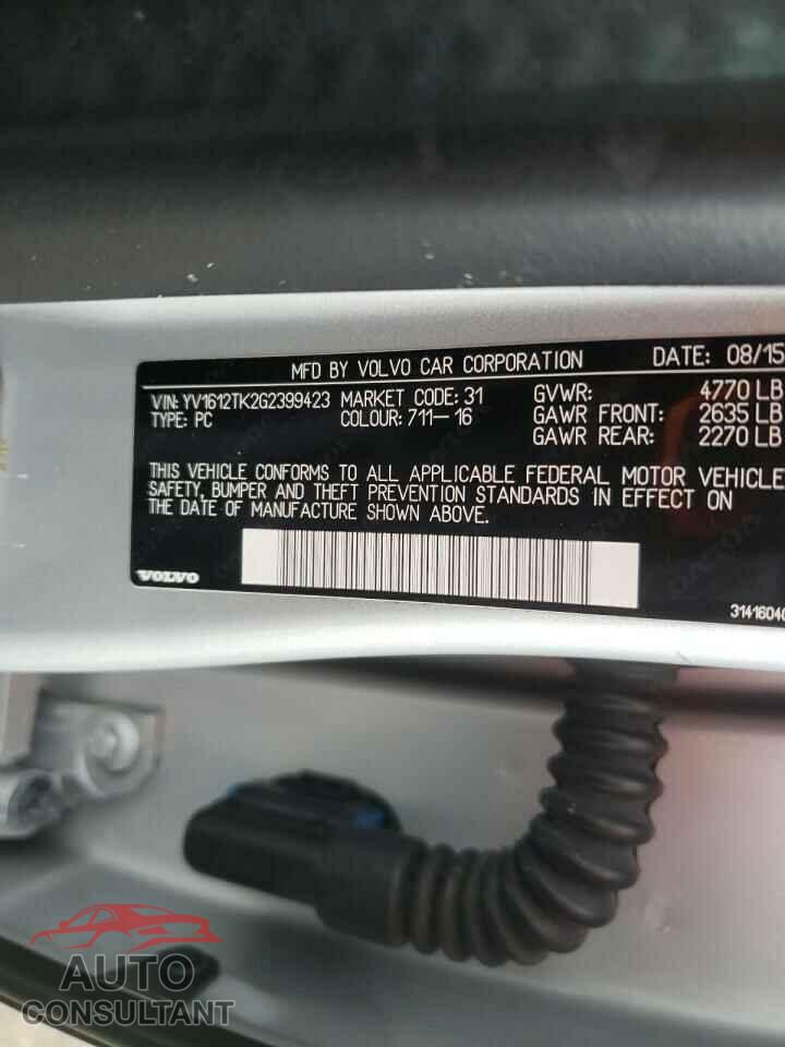 VOLVO S60 2016 - YV1612TK2G2399423
