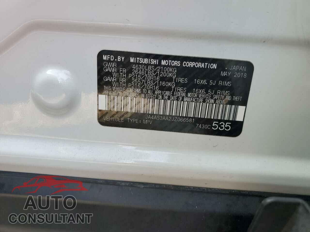 MITSUBISHI ECLIPSE 2018 - JA4AS3AA2JZ066581