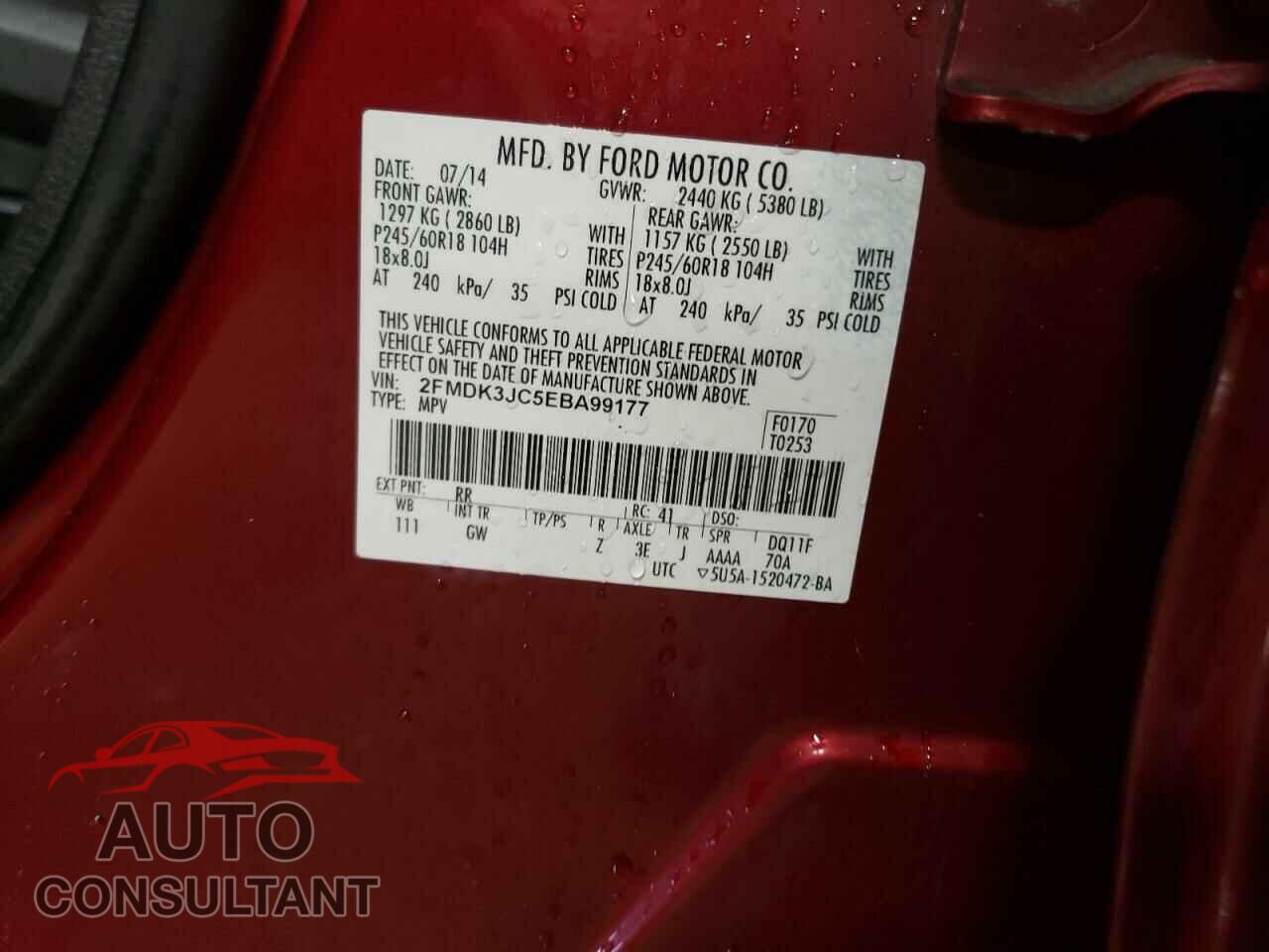 FORD EDGE 2014 - 2FMDK3JC5EBA99177