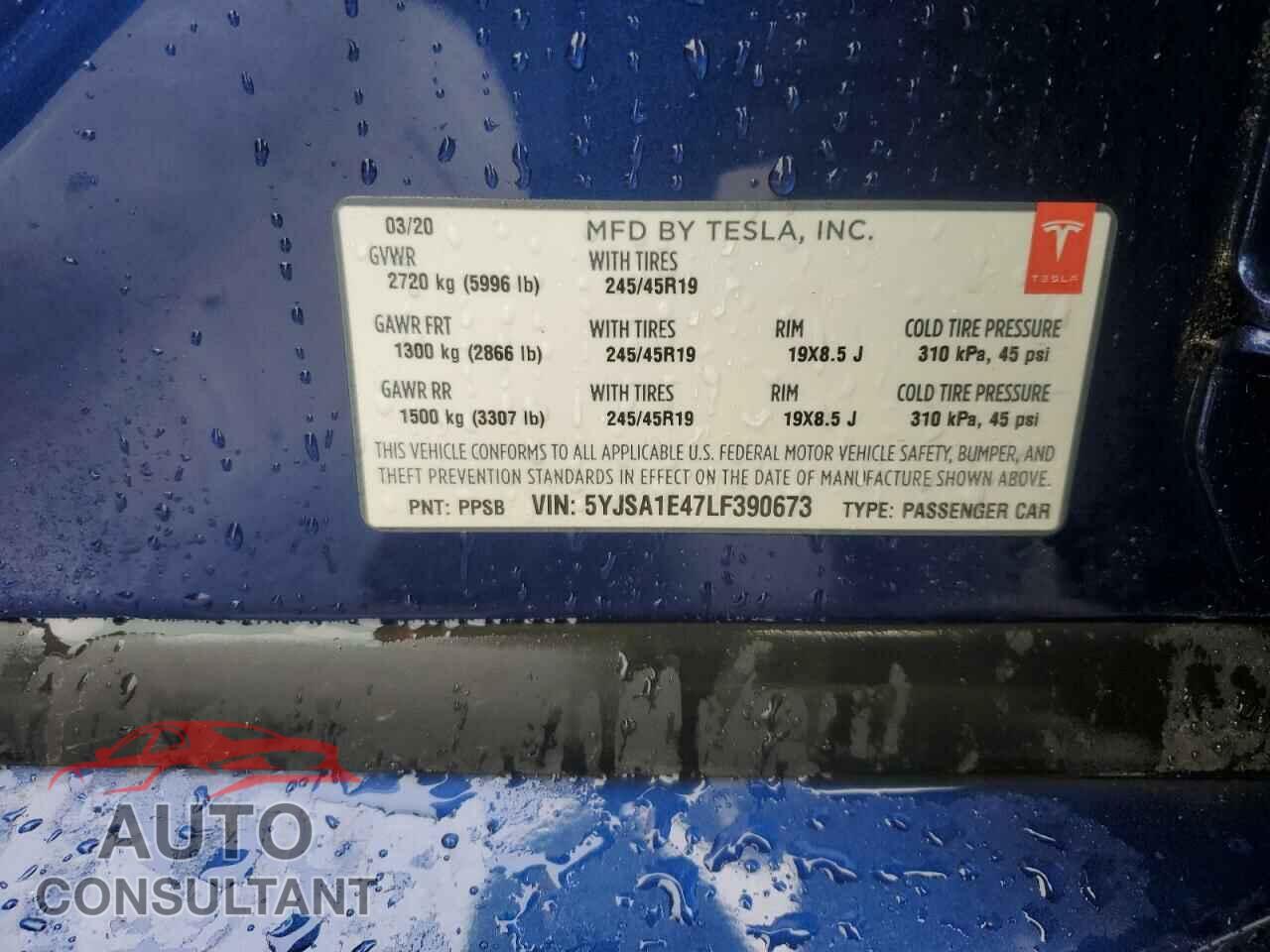 TESLA MODEL S 2020 - 5YJSA1E47LF390673