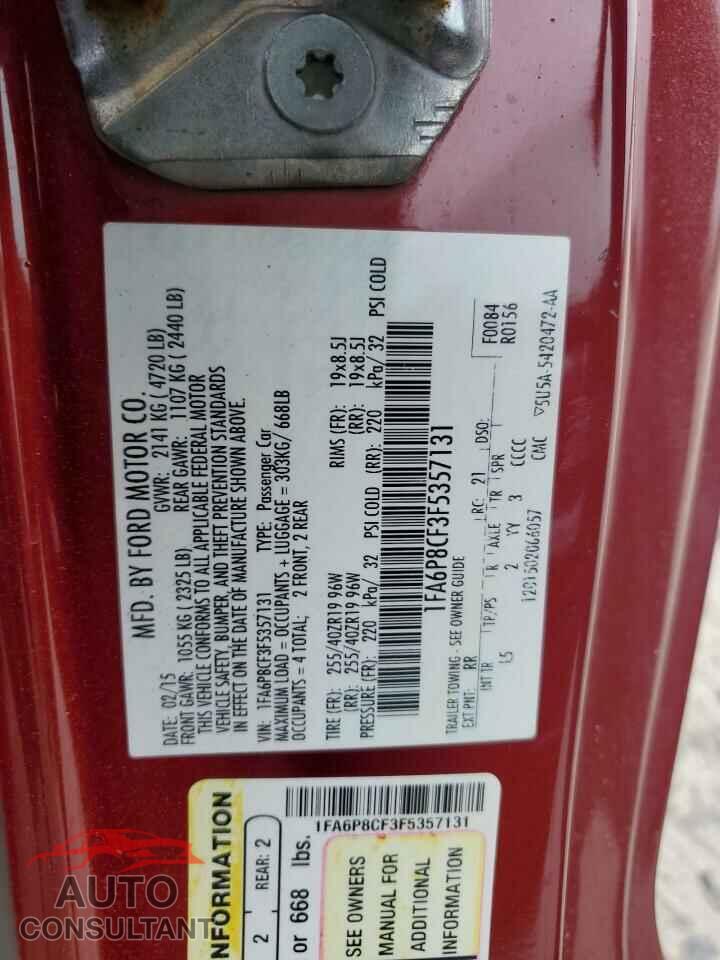 FORD MUSTANG 2015 - 1FA6P8CF3F5357131