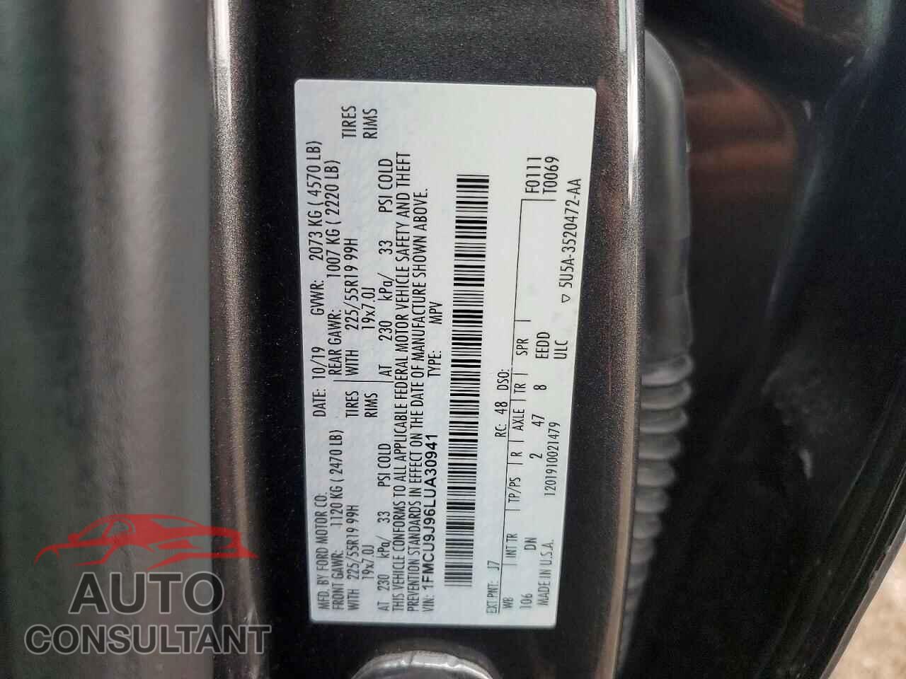 FORD ESCAPE 2020 - 1FMCU9J96LUA30941