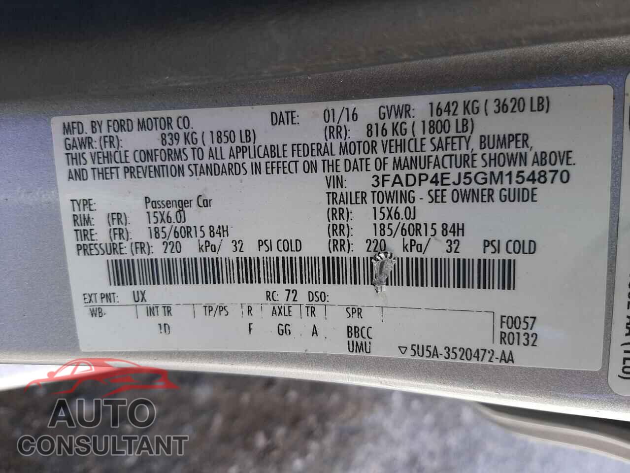 FORD FIESTA 2016 - 3FADP4EJ5GM154870
