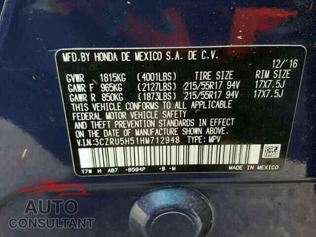 HONDA HR-V 2017 - 3CZRU5H51HM712948