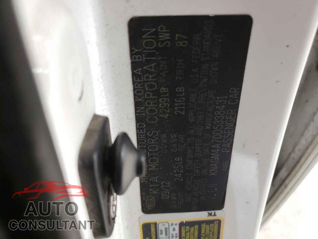 KIA OPTIMA 2013 - KNAGM4A70D5338431