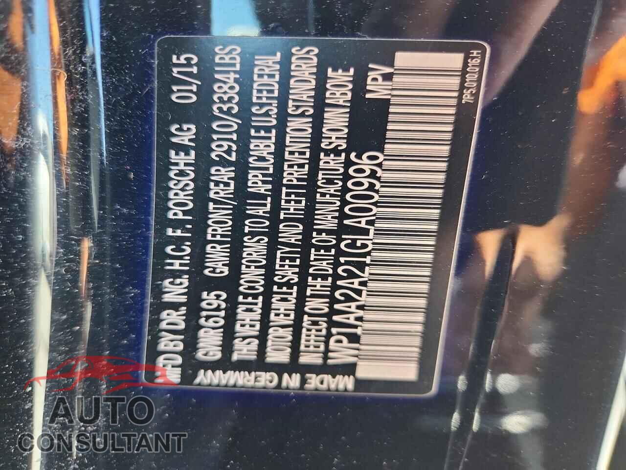 PORSCHE CAYENNE 2016 - WP1AA2A21GLA00996