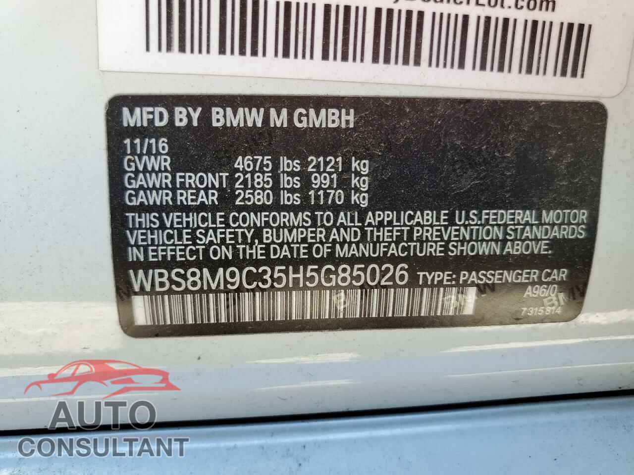 BMW M3 2017 - WBS8M9C35H5G85026
