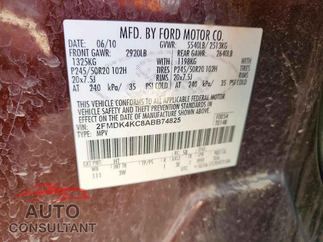 FORD EDGE 2010 - 2FMDK4KC8ABB74825