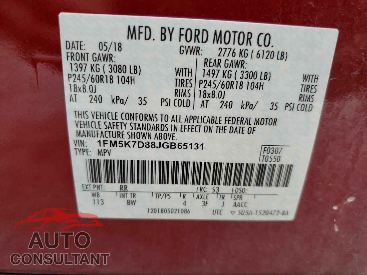 FORD EXPLORER 2018 - 1FM5K7D88JGB65131