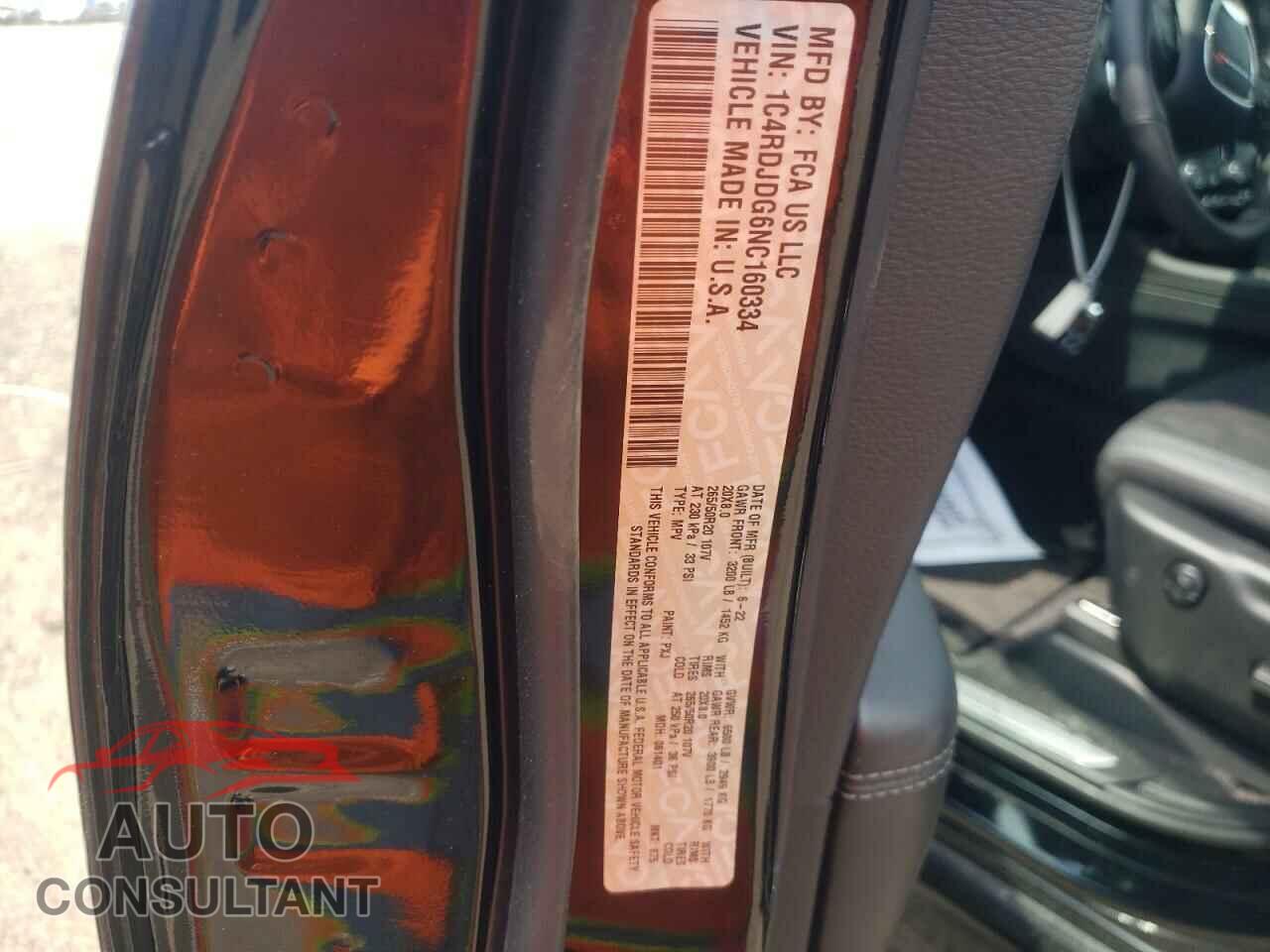 DODGE DURANGO 2022 - 1C4RDJDG6NC160334