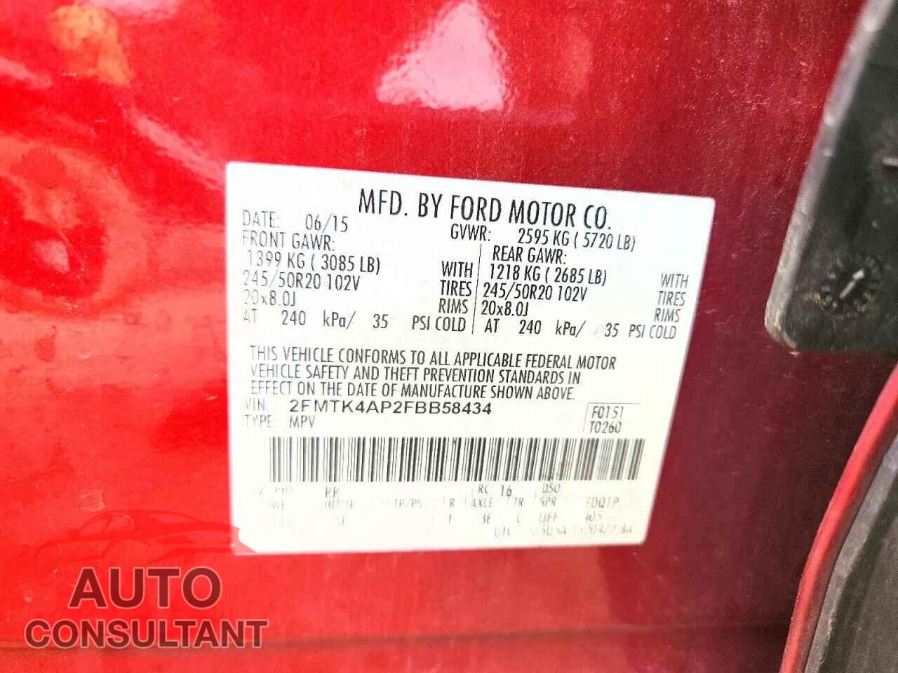 FORD EDGE 2015 - 2FMTK4AP2FBB58434